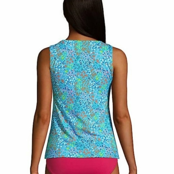 Land's End Ditsy Bright Floral Lycra Xtra Life Chlorine Resistant SPF 50 Tankini - Picture 7 of 11